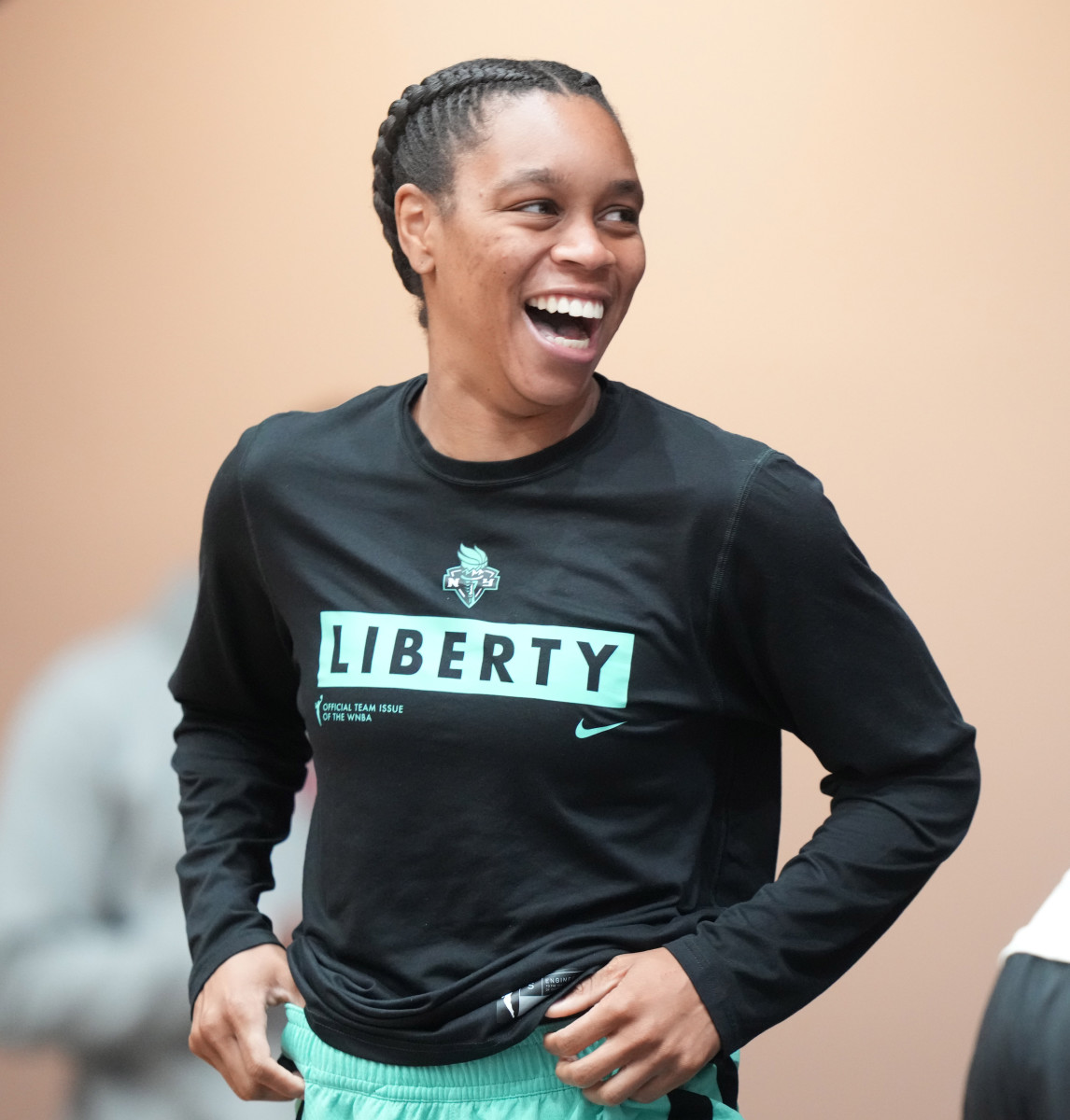 New York Liberty player AD smiles